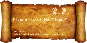 Mladoniczki Mátyás névjegykártya