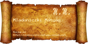 Mladoniczki Mátyás névjegykártya